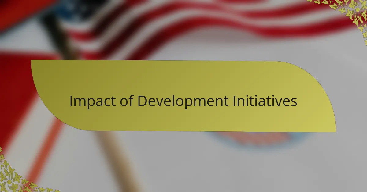 Impact of Development Initiatives
