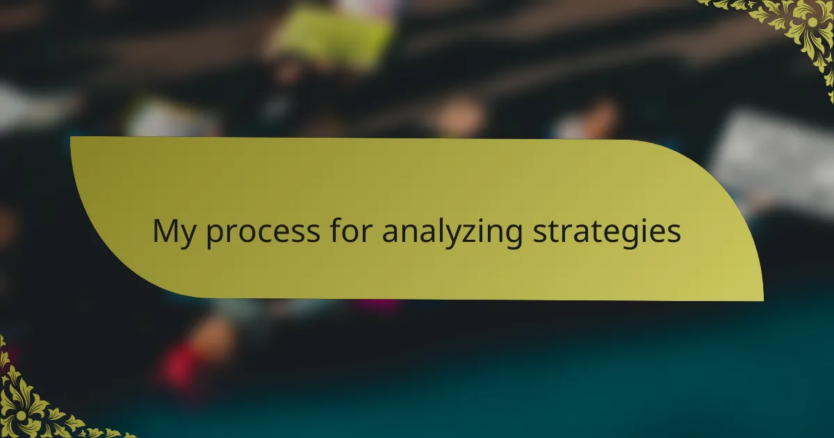 My process for analyzing strategies