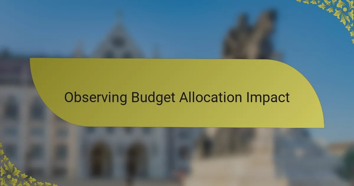 Observing Budget Allocation Impact