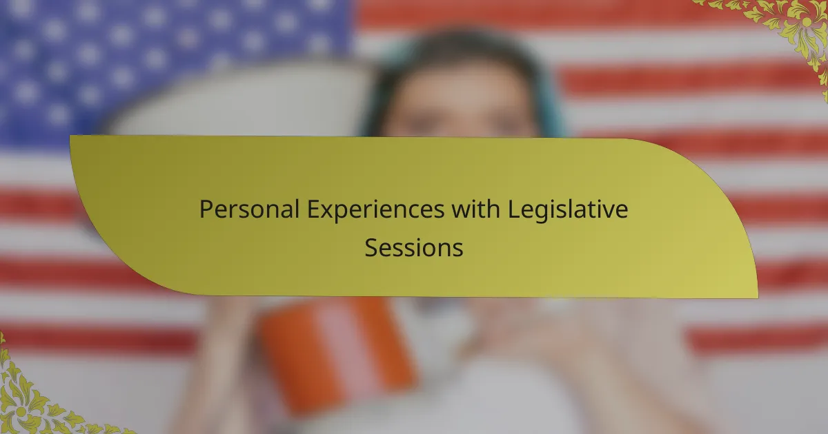 Personal Experiences with Legislative Sessions