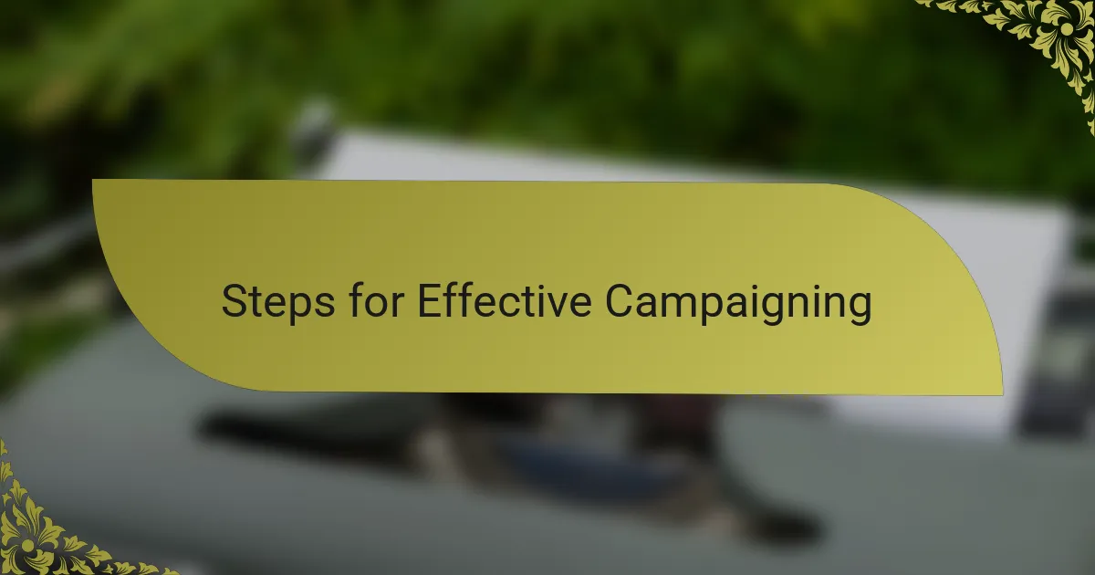 Steps for Effective Campaigning