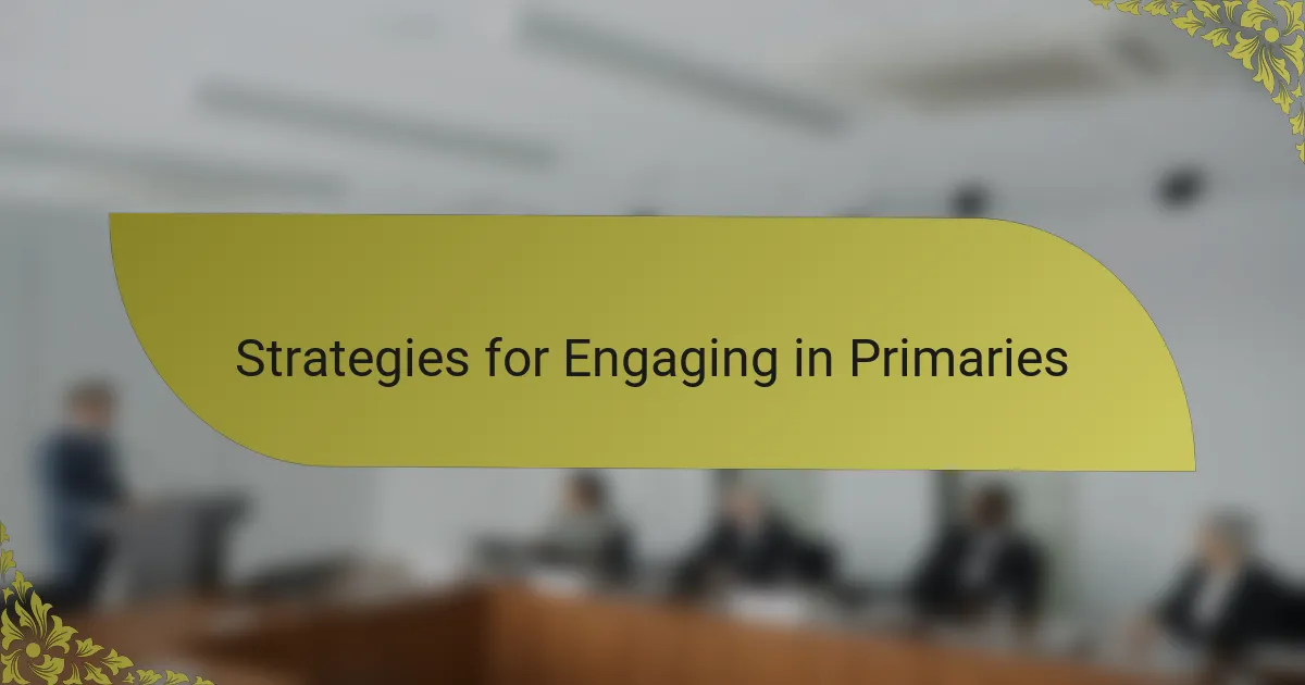Strategies for Engaging in Primaries