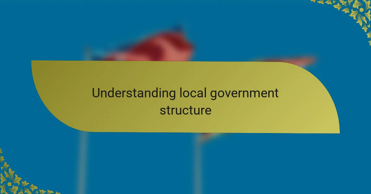 Understanding local government structure