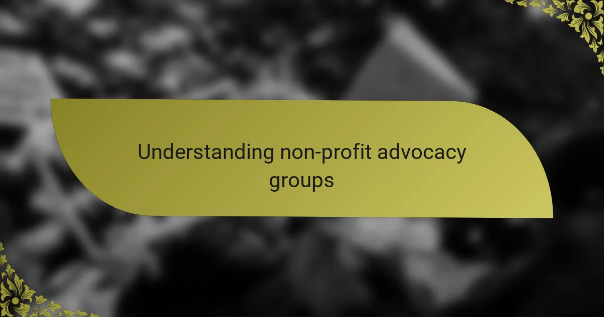 Understanding non-profit advocacy groups